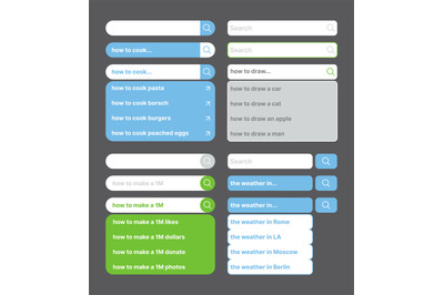 Search bars. Web panels with place for text keyboard screen bars blank