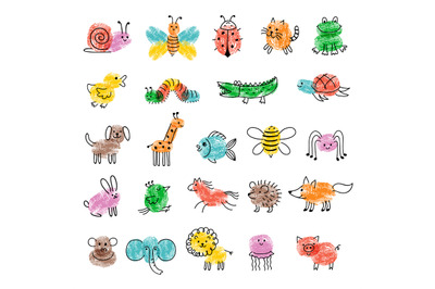 Fingerprints for kids. Game preschool education art with funny insects