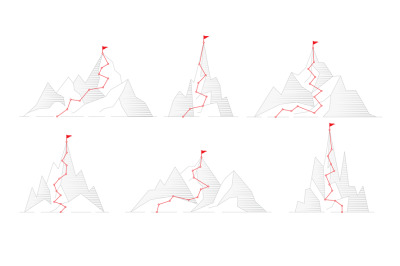 Route to mountain. Business activity concept pictures successful journ