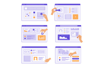 Hands programming. People team design studio creation app agency engin