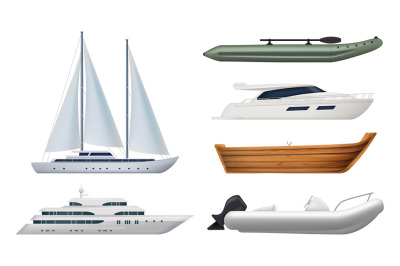 Sailing boats. Ocean transportation ship yacht for travellers decent v