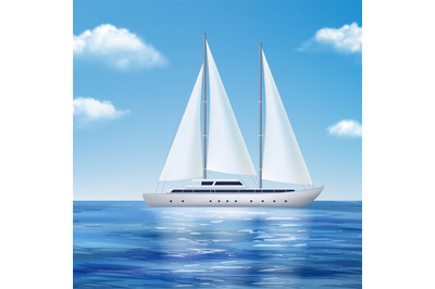 Yacht in sea. Travel water transport in ocean cruising boat expedition