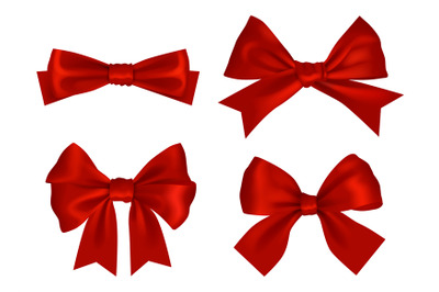 Bow realistic. Ribbons for gift box decoration festival symbols decent