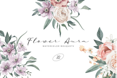 Flower Aura Watercolor Bouquets