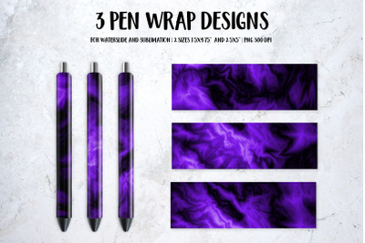 Black Purple Marble Pen Wrap Sublimation  Template