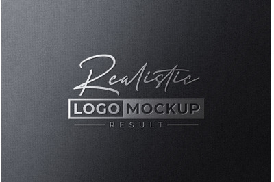 Embossed Silver foil Stamping Logo Mockup on Black Grained Paper