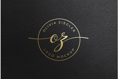 Feminine Gold Foil Logo Mockup on Black Paper