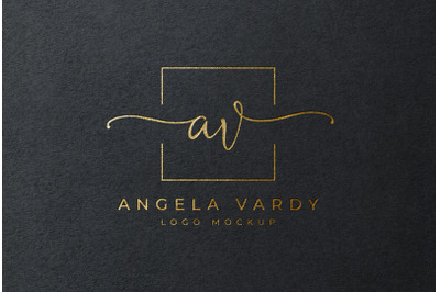 Feminine Gold Foil Logo Mockup on Black Textured Paper