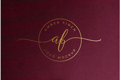 Feminine Gold Foil Logo Mockup Stamped on Red Paper Card