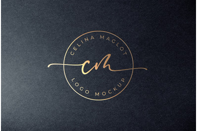 Feminine Gold Foil Stamping Logo Mockup on Black Paper