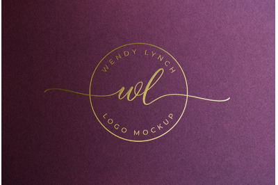 Feminine Gold Foil Stamping Logo Mockup on Purple Paper