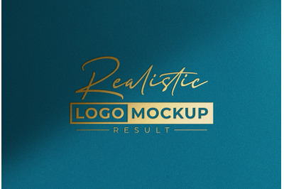 Golden Logo Mockup on Blue Background with Overlay Shadow