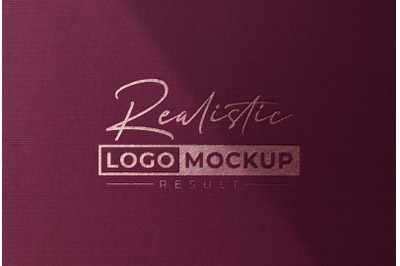 Luxury Rose Gold Foil Logo Mockup on Rose Textured Paper