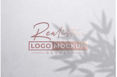 Rose Gold Foil Stamping Logo Mockup on White Paper with Overlay Shadow