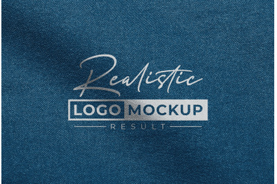 White Logo Mockup printed on Blue Jeans Fabric