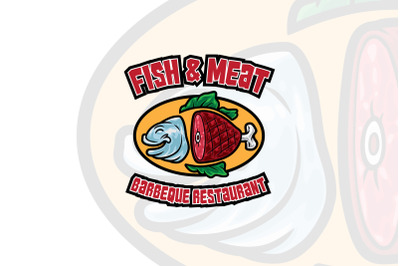 Fish Meat Restaurant Logo Mascot