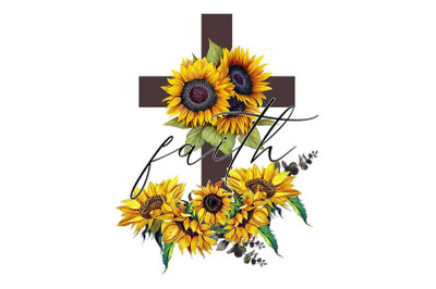 Faith Cross And Sunflower Sublimation