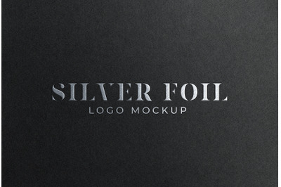 Silver Hot Foil Stamping Logo Mockup on Black Paper