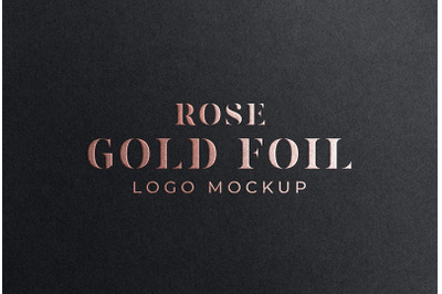 Rose Gold Hot Foil Stamping Logo Mockup on Black Paper