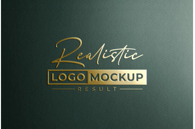 Luxury Gold Foil Stamping Logo Mockup on Dark Green Paper