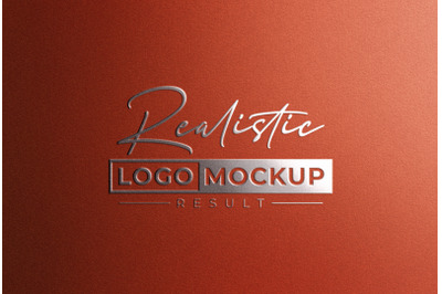 Luxury Embossed Silver Foil Stamping Logo Mockup on Red Paper