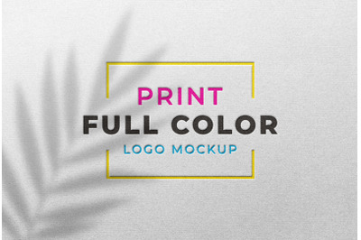 Full Color Logo Mockup Printed on White Paper with Overlay Shadow