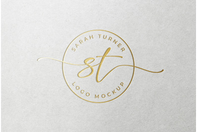 Feminine Gold Foil Stamping Logo Mockup Letterpress Paper