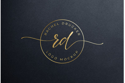 Feminine Gold Foil Hot Stamping Logo Mockup on Black Paper