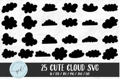 25 sets of Cute Cloud SVG, speech bubbles