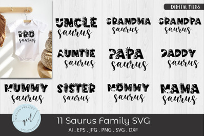 11 sets of Saurus Family SVG, Typography Family