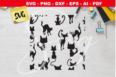 Black Cat Pattern SVG