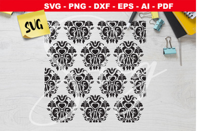 Damask Heart Floral Baroque SVG