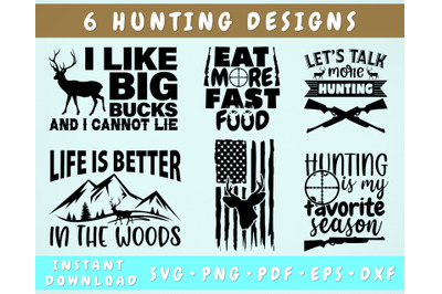 Hunting Quotes SVG Bundle, 6 Designs, Hunting SVG For Men, PNG