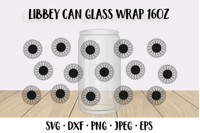 Sunflower Libbey beer can glass wrap template SVG