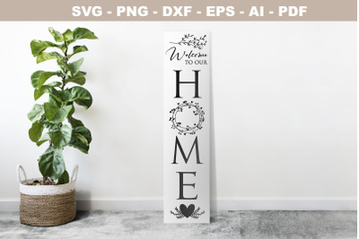 Vertical Welcome Sign SVG leaf design