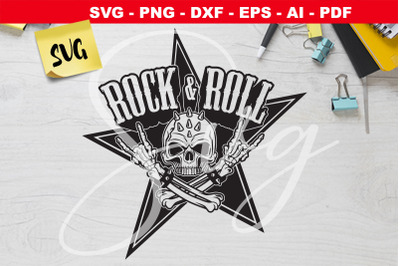 Rock and roll skull SVG