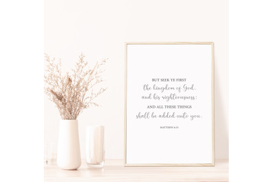 Christian poster, Matthew 6:33, Encouraging verse, Christian gift