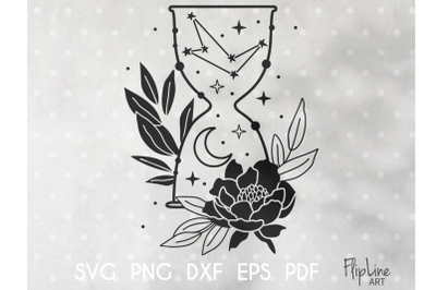 Boho Hourglass with Peony SVG &amp; PNG clipart.