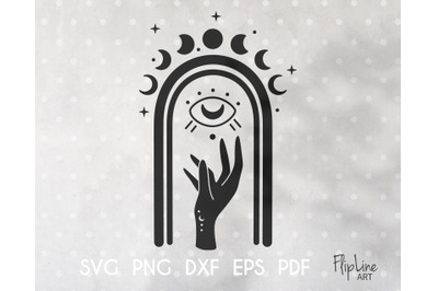 Mystical Rainbow SVG &amp; PNG clipart, Boho Witch Hands
