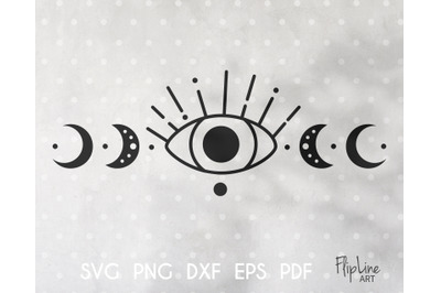Celestial clipart moon phases SVG &amp; PNG clipart, Evil eye.
