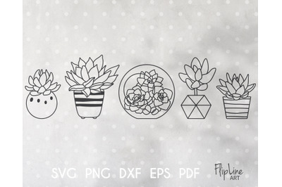 Succulent Boho SVG &amp; PNG clipart bundle, Gardening
