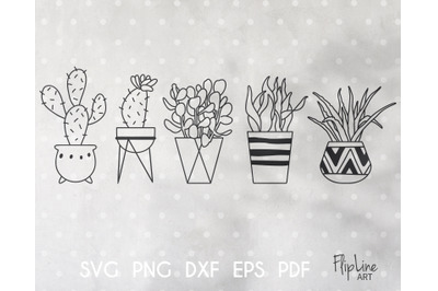 Succulent &amp; Cactus SVG &amp; PNG clipart bundle.