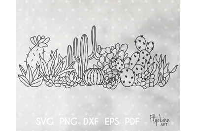 Cactus &amp; Succulent SVG &amp; PNG clipart, Floral Border Boho.
