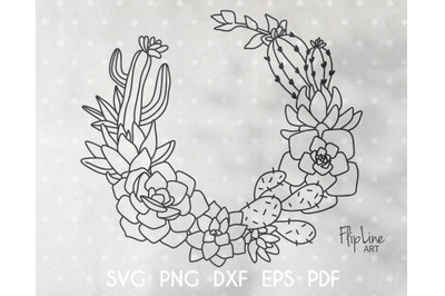 Cactus Floral Border SVG &amp; PNG clipart, Cactus Monogram.