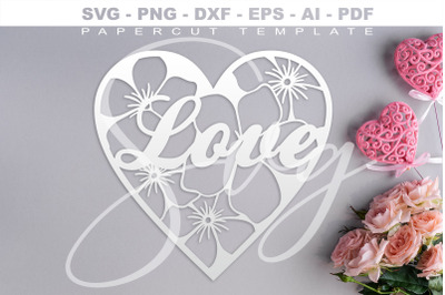 Heart Papercut Template Love svg