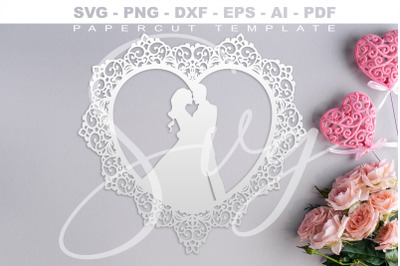 Lovers Papercut Template SVG