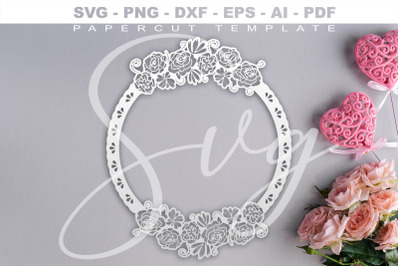 Papercut Template Floral Rose SVG wedding decor