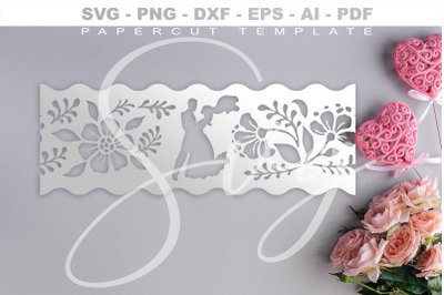 Papercut Template Floral wedding SVG