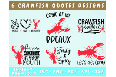 Crawfish Quotes SVG Bundle, 6 Designs, Funny Crawfish SVG, Come At Me