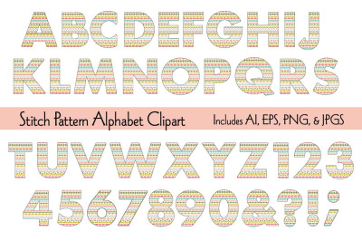 Stitch Pattern Alphabet Clipart
